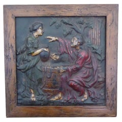 18th Century Antique Cast Iron Religious Figural Plaque, circa 1760