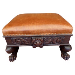 Grande sgabello antico in rovere rustico, intorno al 1830