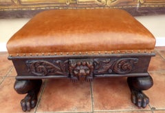 Grande sgabello antico in rovere rustico, intorno al 1830
