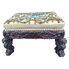Antique Victorian Beadwork Upholstered Stool, circa 1860