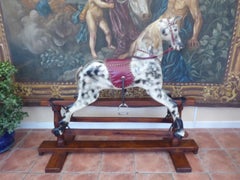 Large English Dapple Grey Rocking Horse, circa 1940
