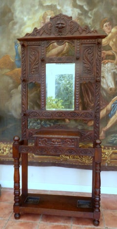 Antique Waring & Gillow Country Oak Hall Stand with Bevelled Mirror circa 1880