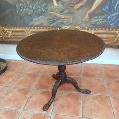 Antique Mid 18th Century Georgian Mahogany Carved Tilt-Top Table ca. 1750