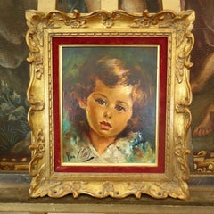 Robert Van Cleef Mid Century Child Portrait Oil Painting