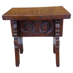 Taburete antiguo de olmo de estilo rústico victoriano inglés, de alrededor de 1890