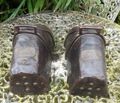Antique Pair of 17th C Spanish Horse Stirrups with Inscribed Plaques, circa 1680