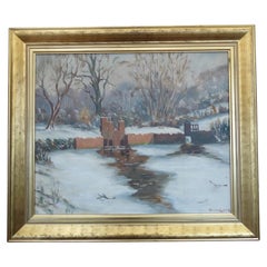Maurice Codner “Along the Lambourn River” Mid Century Oil Painting