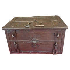 Antique 17th C German Armada Chest with Multi-Locking Mechanism, circa 1630