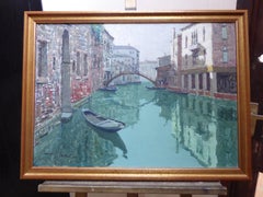Large Venice Mid Century Impressionist Oil on Canvas by Giuseppe Mariano