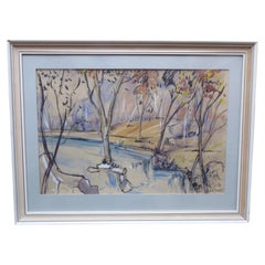 Walter Leslie Fenner, Magical Waterfall, Mid Century Impressionist Oil Painting