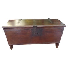 Antique 17th Century English Six-Plank Country Oak Coffer Chest, circa 1630