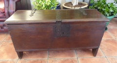 Antique 17th Century English Six-Plank Country Oak Coffer Chest, circa 1630
