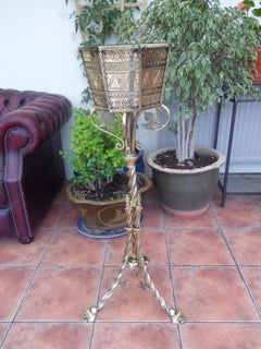 Antique Ornate Victorian Brass Plant Stand, circa 1870