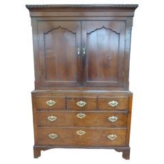 Antique 18th Century Georgian English Country Oak Hall Cupboard, circa 1740
