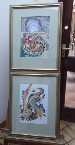 F. Burnham, Eye of the Dragon, Pair of Late 20th Century Watercolour Paintings