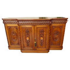 Antique Howard & Sons Victorian Country Oak Breakfront Cupboard, circa 1860