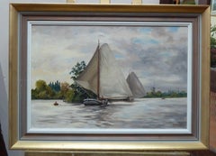 Victor Trevett, Dutch Seascape, Mid Century Marine Oil Painting