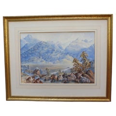 The Glen, Monogrammed AM, Antique Victorian Scottish Watercolour Painting, 1863
