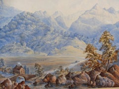 The Glen, Monogrammed AM, Antique Victorian Scottish Watercolour Painting, 1863