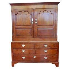 Antique Mid 18th Century English Country Oak Hall Cupboard, circa 1750