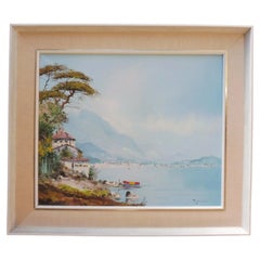 Franco Ruocco, Near San Remo, Italian Mid Century Oil Painting