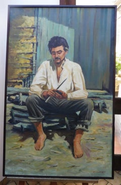Chediac, Large Brazilian Portrait, Mid Century Oil Painting