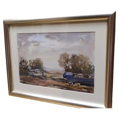 Ronald Birch, The Boat Yard at Low Tide, Mid Century Watercolour Painting