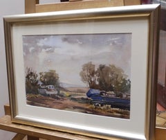 Ronald Birch, The Boat Yard at Low Tide, Mid Century Watercolour Painting