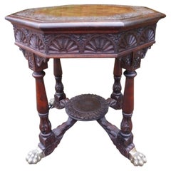 Antique Regency Carved Country Oak Occasional Table, circa 1800