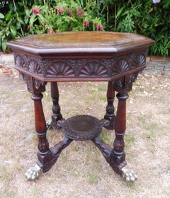 Antique Regency Carved Country Oak Occasional Table, circa 1800