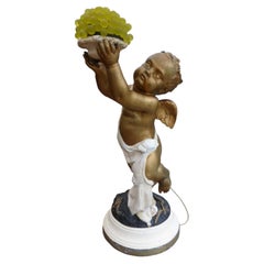 Antique Miroy Frères Paris, Large Figural Putto Lamp 19th Century