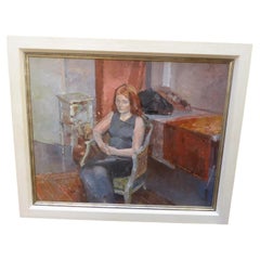 Fine Impressionist Portrait Oil Painting of Sarah by Julian Gordon Mitchell