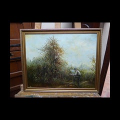 Mid Century Impressionist Monogrammed Oil Painting by Margaret Moss