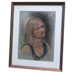 Pastel Portrait of a Girl in Black by Wilfred Glyndon May