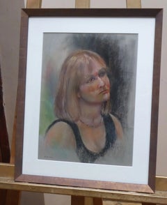 Pastel Portrait of a Girl in Black by Wilfred Glyndon May