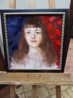 Ritratto di una signora, dipinto a olio in stile impressionista della fine del XX secolo, firmato Barnden
