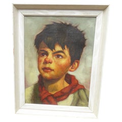 Mid Century Portrait Oil Painting of a Young Boy by Ruth Mayer