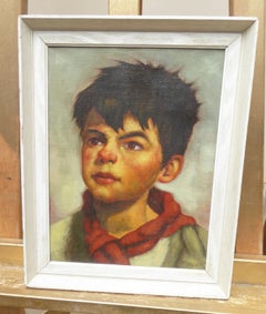 Mid Century Portrait Oil Painting of a Young Boy by Ruth Mayer