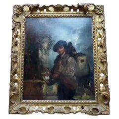 Manner of William Bligh Barker, Large Oil Painting of The Organ Grinder