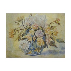 Cecil Charles Ernest Jones, Mid Century Still Life Watercolour with Yellow Roses