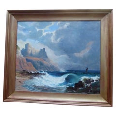 G. H. Pettit, Raging Sea, Large Victorian Marine Oil Painting 19th Century