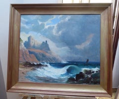G. H. Pettit, Raging Sea, Large Victorian Marine Oil Painting 19th Century