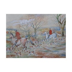 E. W. Melworth, British Hunting Sporting Impressionistic Watercolour Painting