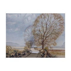 Del Bourn, Norfolk View, Mid Century Watercolour Landscape Painting