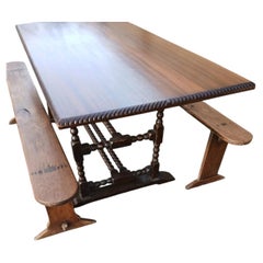 Antique Victorian Walnut Refectory Farmhouse Dining Table, Seats Eight