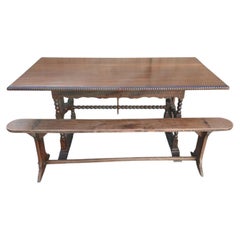 Antique Victorian Walnut Refectory Farmhouse Dining Table, Seats Eight