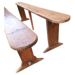 Pair of Antique French Fruitwood Country House Benches Mid 19th Century