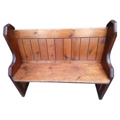 Antique Victorian Ecclesiastical Church Pine Pew Mid 19th Century
