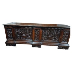 Antique 18th Century Italian Carved Walnut Cassone