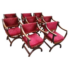 Antique Set of Eight Victorian Oak Dining Chairs, 19th Century
